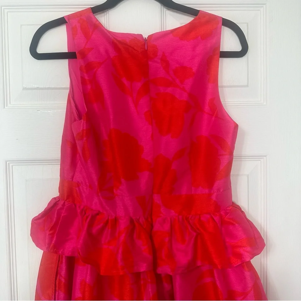 Kate Spade x‎ Target Classic Rose Peplum Midi Dress in Pink and Red Size 6 NWT